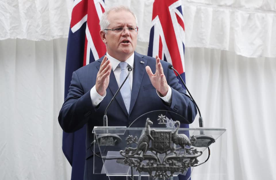 人民日報今日指控澳洲總理莫里森多次圍繞武漢肺炎疫情編造各種謊言，引起外界爭議。   圖：翻攝Scott Morrison臉書（資料照片）