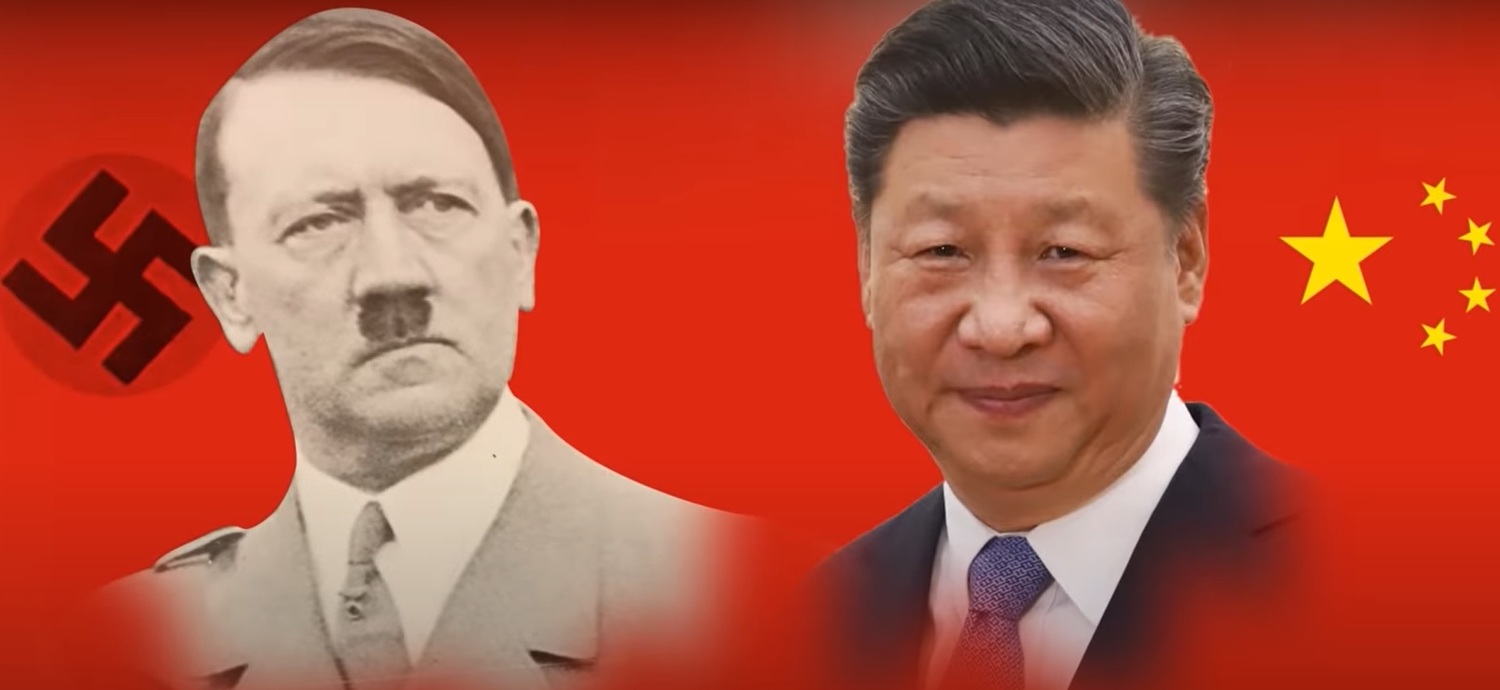 印度新聞網發布一支中國主席習近平（右）與前德國總理希特勒（左）的比較影片，這讓中國駐印度大使館立即發出警告，放話如果不刪除，恐有嚴重後果。   圖：翻攝自StratNewsGlobal YouTube