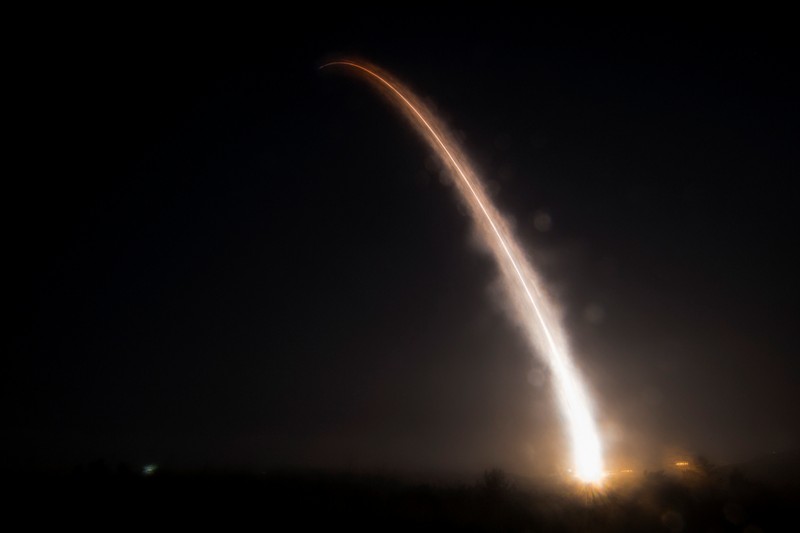 美國國防部宣布將在美東時間7日凌晨再度試射「義勇兵Ⅲ」洲際彈道飛彈(LGM-30 Minuteman-Ⅲ)。   圖：美國空軍圖片/Aubree Milks(資料照片)