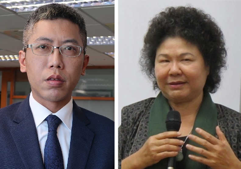 總統府前發言人丁允恭（左）與高雄前市長陳菊（右）。   圖：新頭殼合成