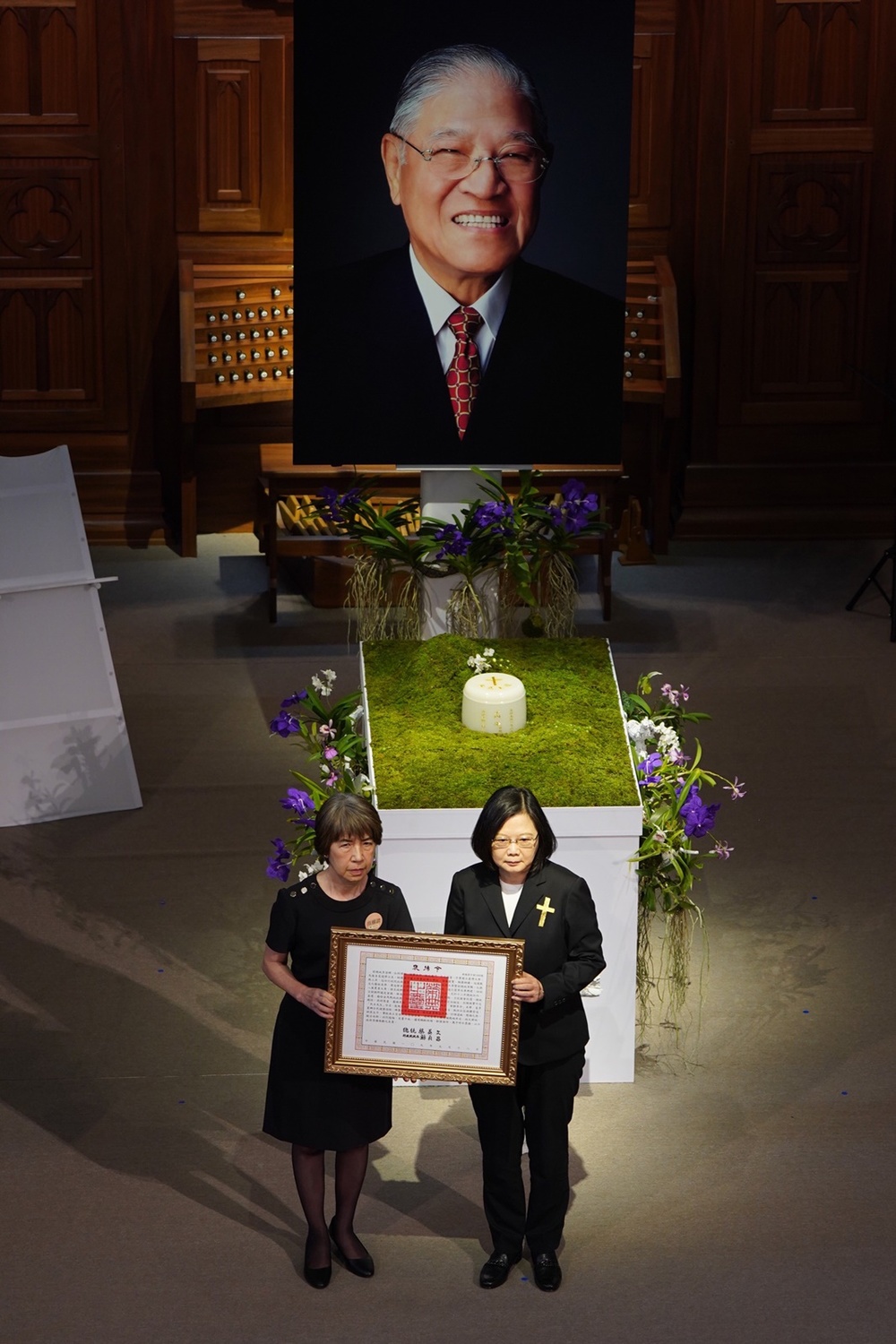 前故總統李登輝的告別禮拜今（19）日於真理大學舉行。   圖:由台北市攝影記者聯誼會提供