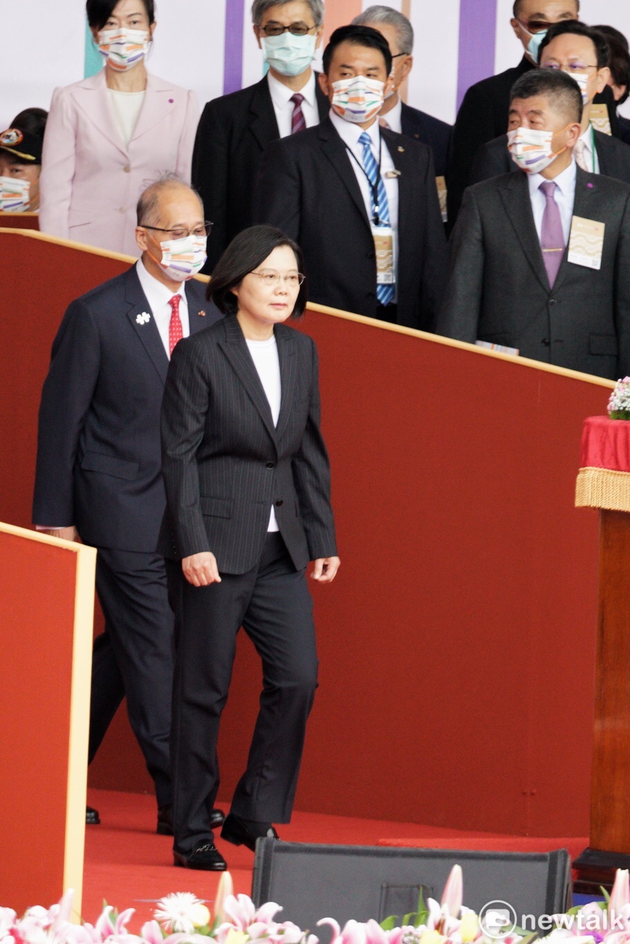 President Tsai Ing-wen enters the National Day ceremony outside the Presidential Palace Image: Zhang Liangyi / Photo