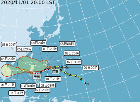 The Meteorological Bureau predicts the path of the swan in Zhongtai, and the strange path exposed by the beam of light will remain at sea for two days in the future.Image: Central Meteorological Office / provided