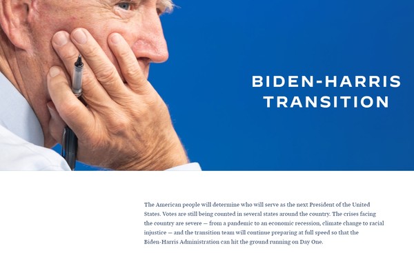 Biden's transfer of power website has been exposed and is currently available in English and Spanish Image: Snapshot of Biden's transfer of power