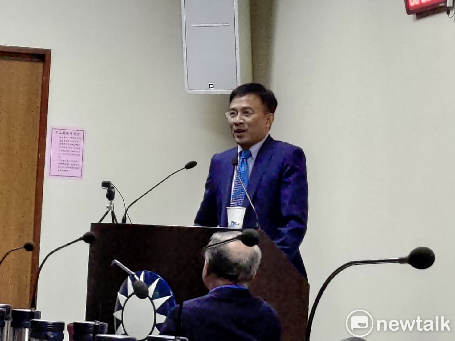 Journalist Peng Wenzheng delivered a speech on freedom of the press at the KMT Central Standing Committee.Picture: Huang Jianhao / Photo