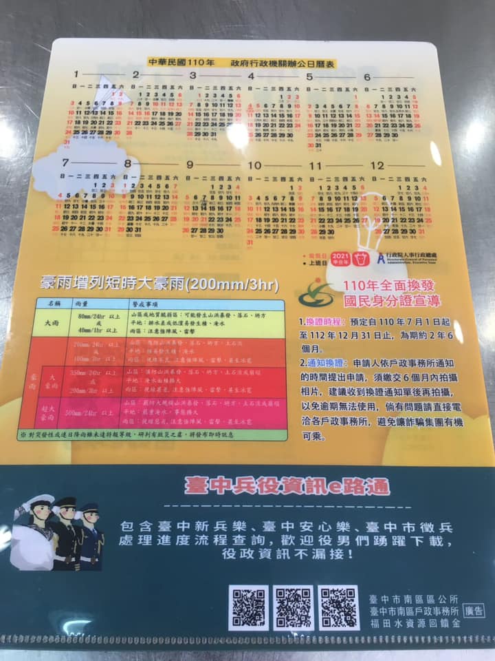 台中南區公所爆出在市政宣導資料夾，放上中國解放軍握拳敬禮圖片。   圖：翻攝自蔡其昌臉書