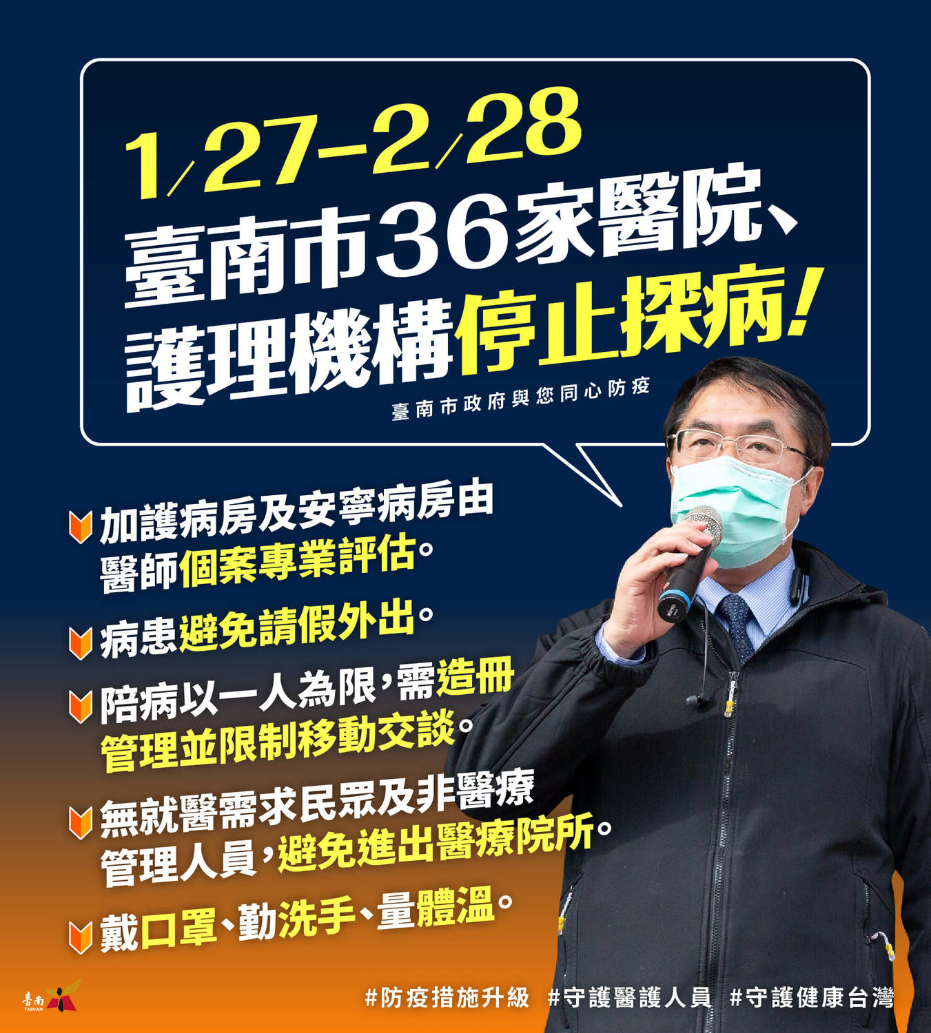 防堵疫情 台南市36家醫院 今起禁止探病