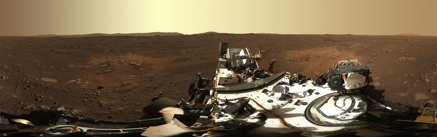 毅力號回傳首張火星的360度全景照。   圖：翻攝自NASA