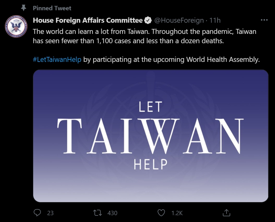 讓台灣幫忙！美參眾院外委主席、多位議員發聲 挺台參與WHA