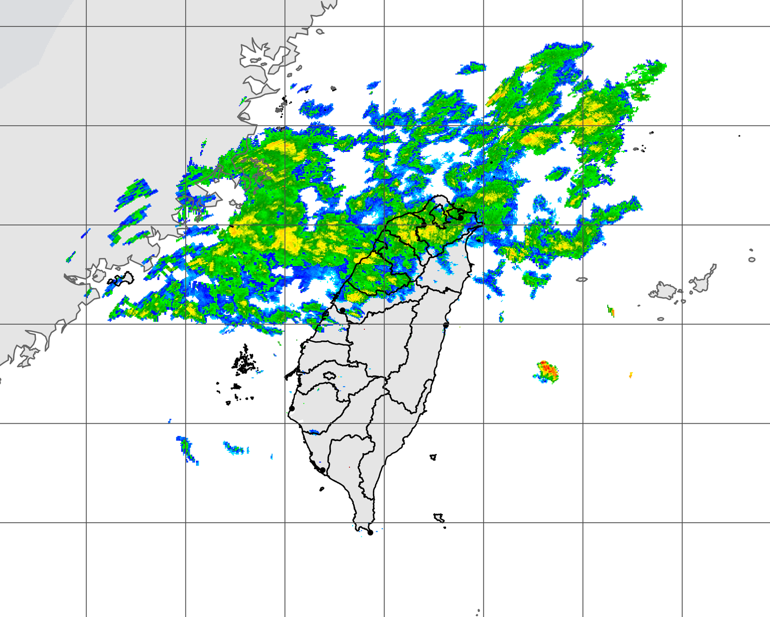 新一波鋒面靠近台灣，雨區將會逐漸由北往南移動（圖為上午10點40分雷達回波圖）。   圖：中央氣象局／提供