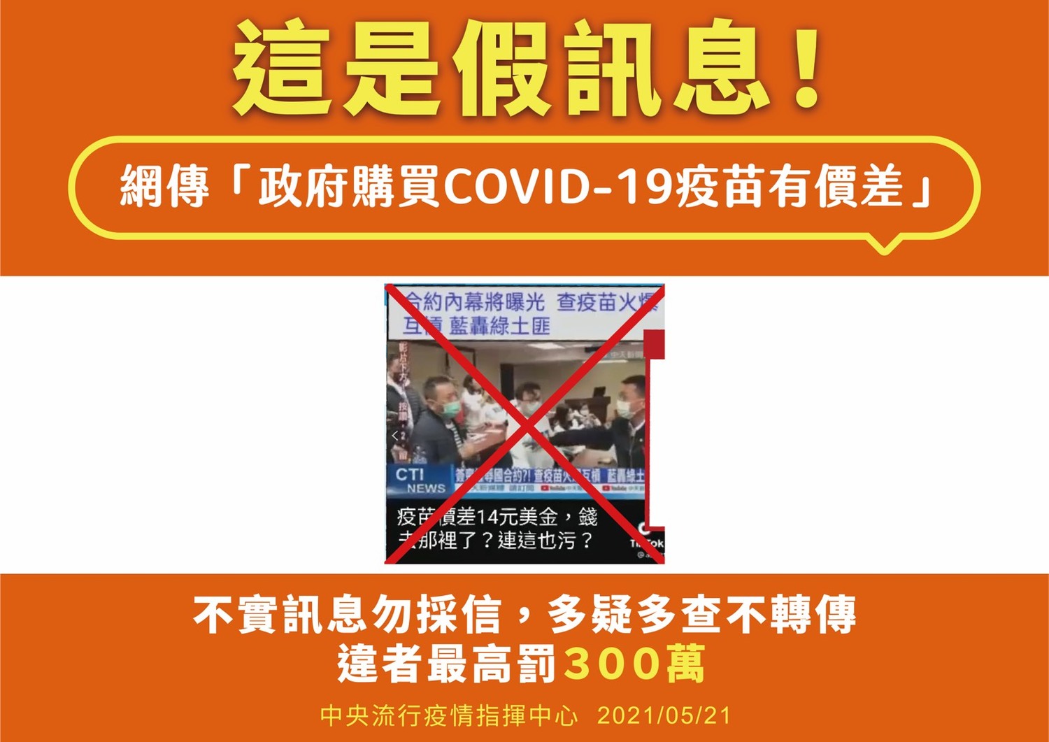 網傳「每人補助萬元疫情援助金」 指揮中心：假消息勿轉傳