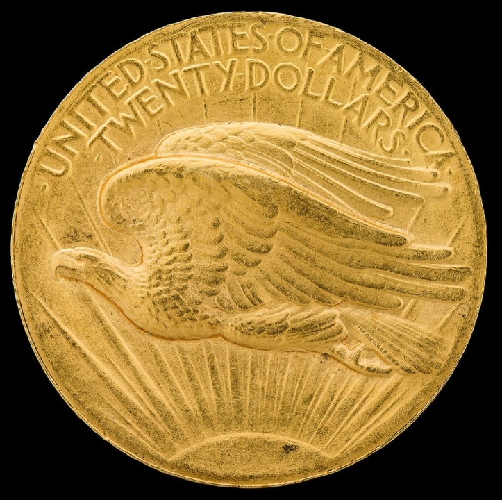 「雙鷹金幣(Double Eagle)」在週二以高達1890萬美金(約新台幣5億2424萬元)售出。 圖 : 翻攝自維基百科