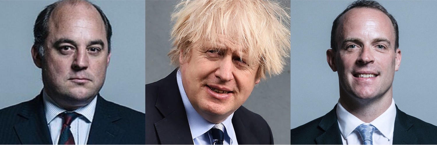英國國防大臣華萊士（Robert Wallace）、首相強生（Boris Johnson）、國協及發展事務大臣拉布（Dominic Raab）。   圖：新頭殼合成（資料照）