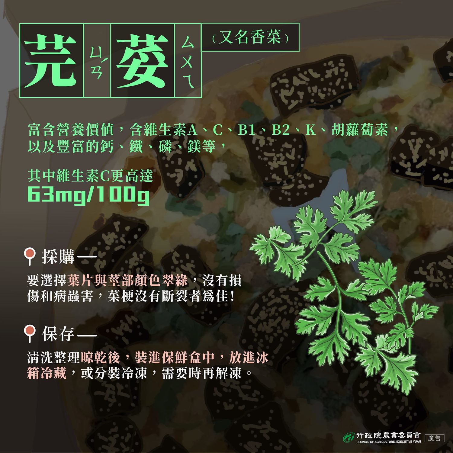 香菜入披薩引熱議！農委會：香菜維生素C比番茄多3倍