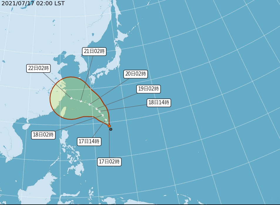 烟花颱風最快今晚成形 下周二起北台灣明顯降雨