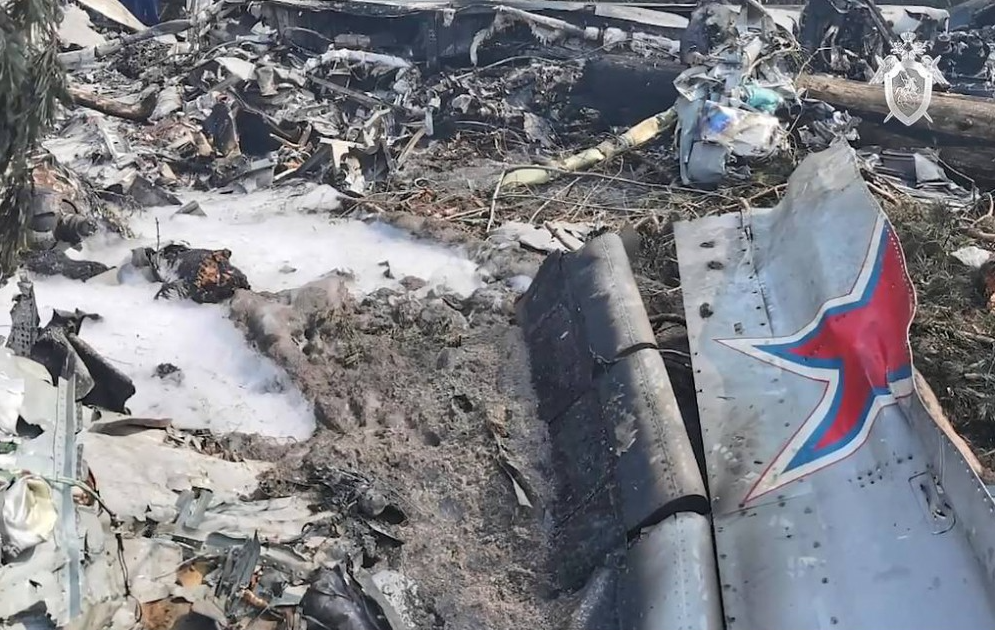 俄羅斯「伊留申-112V」軍用運輸機的試驗機墜毀殘骸。   圖：翻攝俄羅斯國防部官網