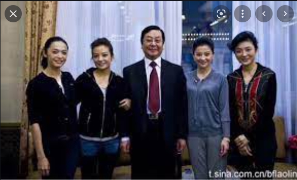 最近中國網路瘋傳的趙薇(左二)摟著曾慶淮(中)的手的合照，兩人狀甚親暱。   圖 : 翻攝自新浪網