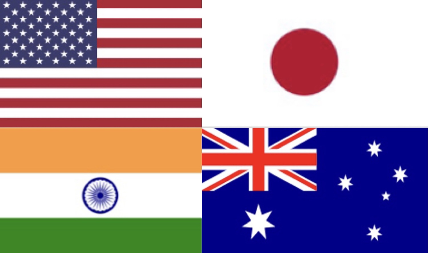 美國、日本、印度、澳洲四國國旗。   圖 : 翻攝自維基百科