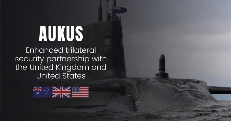 「澳英美聯盟」(AUKUS)軍事安全合作夥伴關係。   圖：翻攝 SCS Probing Initiative推特