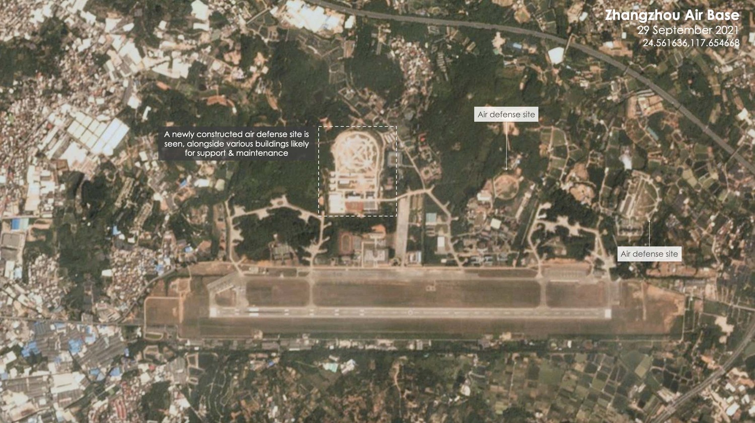 中國正在升級的三座空軍基地距離台灣僅有數分鐘飛行航程，台海情勢再度引發關注。   圖 : 翻攝planet Labs