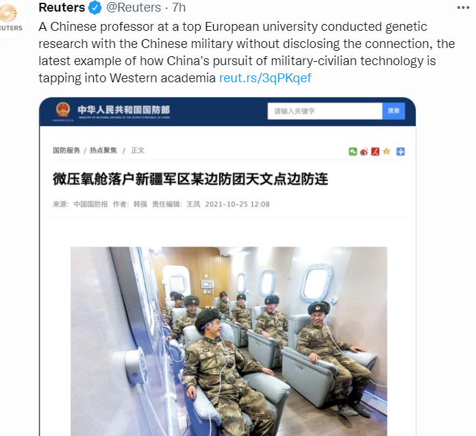 路透社在社群發表一篇文章，因配圖問題，引中國網友憤怒、不解。   圖 : 翻攝自路透社推特