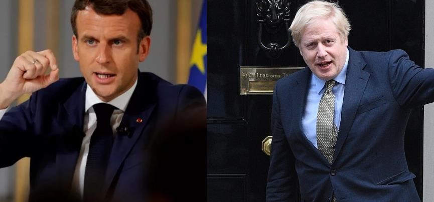 法國總統馬克宏(左)，英國首相強生(右)。   圖:新頭殼合成