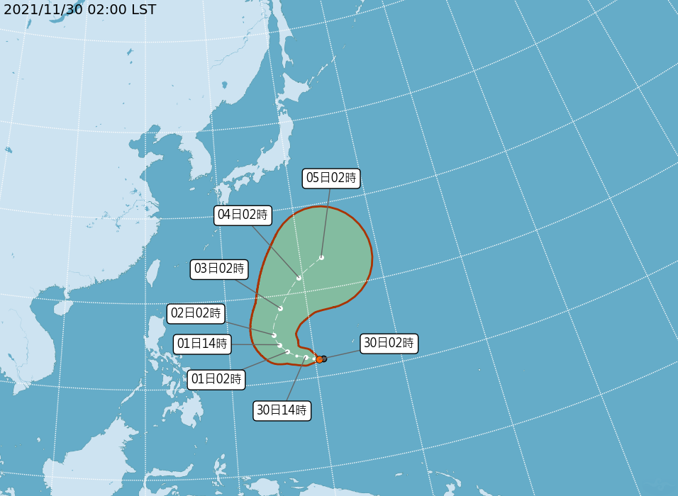 今年第21號颱風「妮亞圖」生成。   圖：中央氣象局／提供