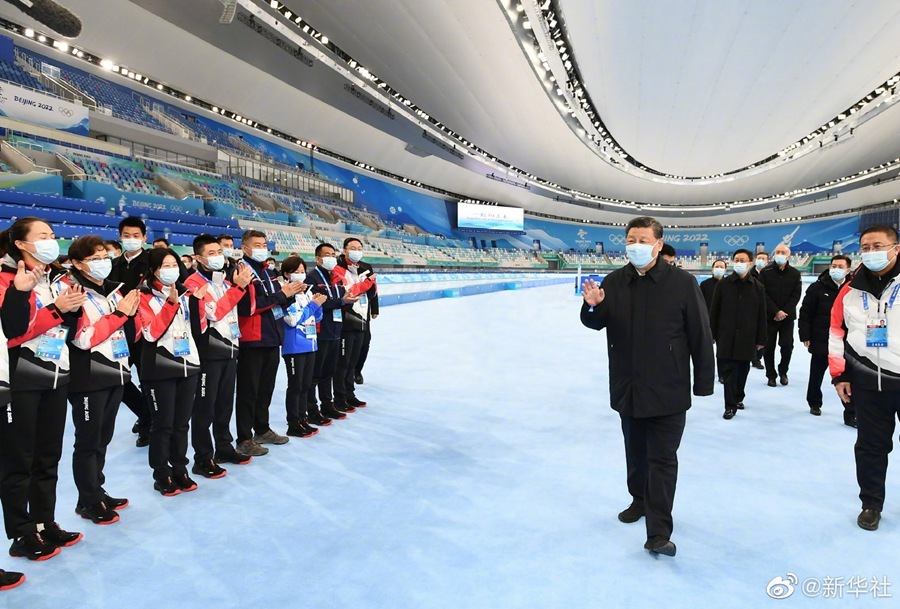 北京冬奧下個月 4 日即將登場，圖為日前習近平視察北京冬奧場館。   圖 : 翻攝新華社（資料照）