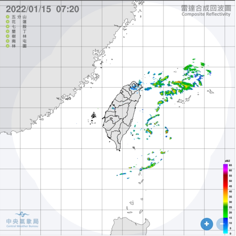 今天迎風面的大台北地區、東半部雲量較多，偶爾可能有局部短暫雨出現。   圖/中央氣象局
