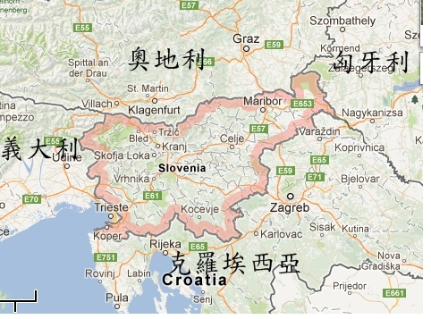 斯洛維尼亞地理位置圖。   圖 : 翻攝自 Xuite / TC's Life Journey