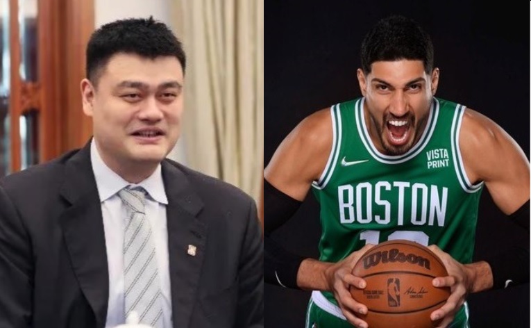 中國籃球協會主席姚明、美國NBA波士頓塞爾提克隊Enes Kanter Freedom。   圖 : 翻攝自中國籃球協會、Enes Kanter Freedom推特