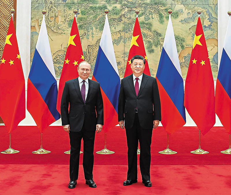 俄羅斯總統普丁（左）與中國國家主席習近平（右）。   圖：翻攝自新華網
