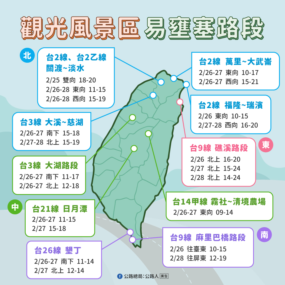 228連假好天氣恐爆出遊潮！省道21處易塞路段、時段一次掌握