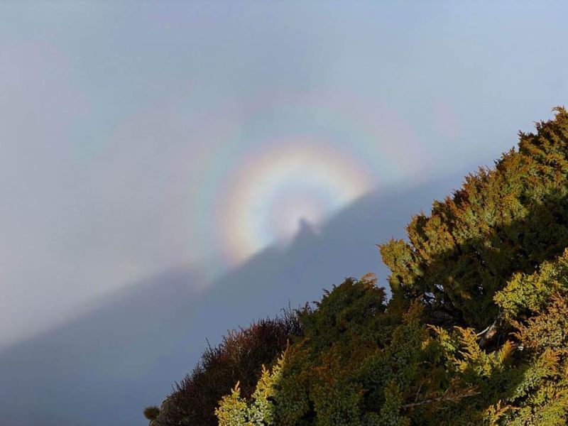 玉山北峰現「觀音圈」光環！鄭明典曬罕見絕美景象
