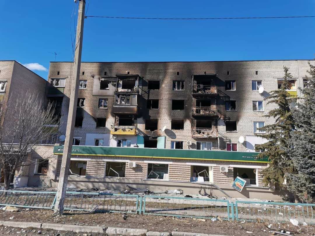 烏克蘭第二大城哈爾科夫市遭砲火摧殘，滿目瘡痍。   圖：翻攝 Aleph א推特（資料照）