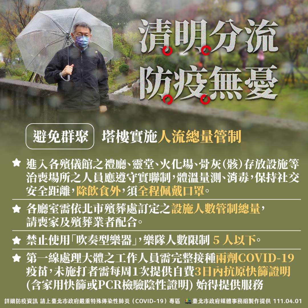 掃墓塔樓將實施人流管制 北市：盼大家勿集中清明節當天