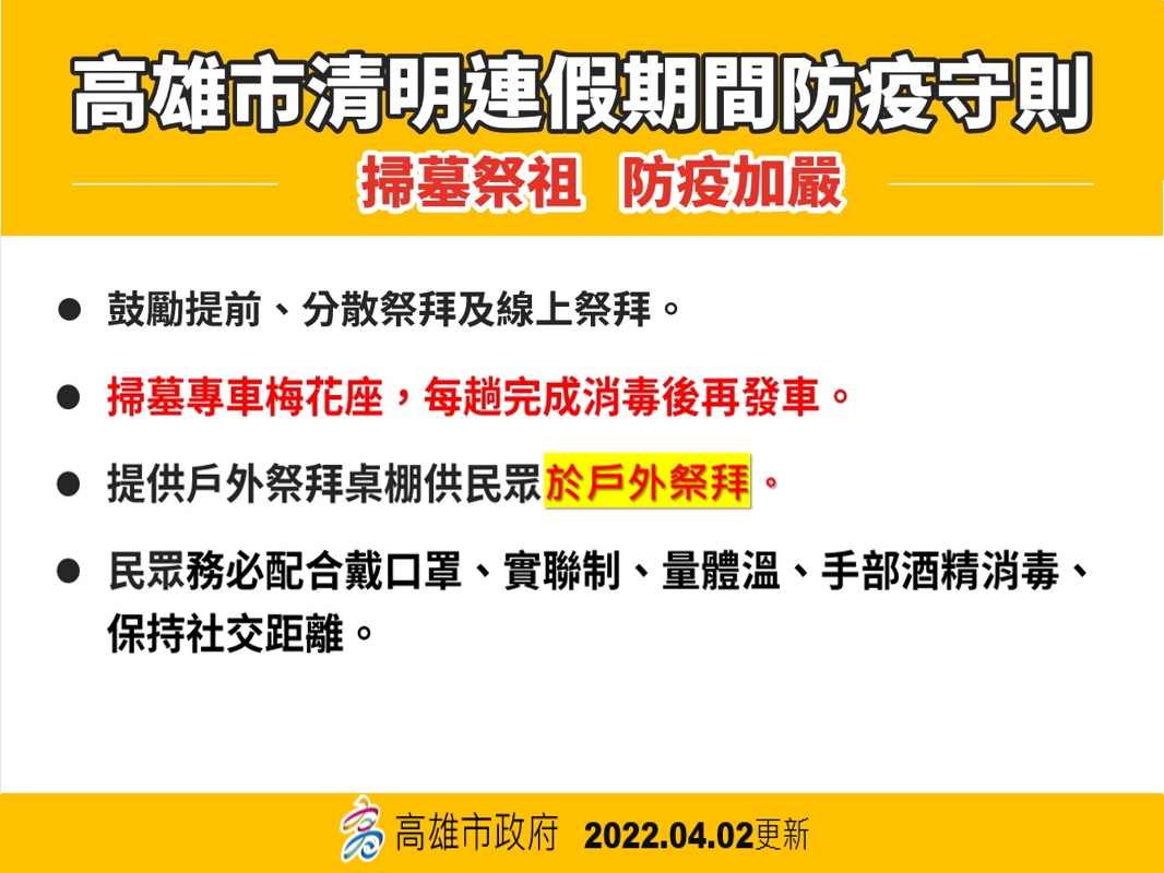 高雄＋９ 陳其邁：暫停開放進入納骨塔室內追思