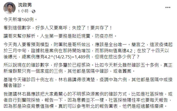 疫情大爆炸控不住!  本土個案破百例 他預測一週後確診數會下降