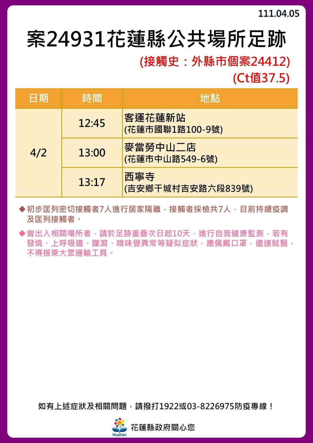 花蓮＋10 足跡曝光！ 包含：慈濟大學、慈濟醫院、多間酒吧