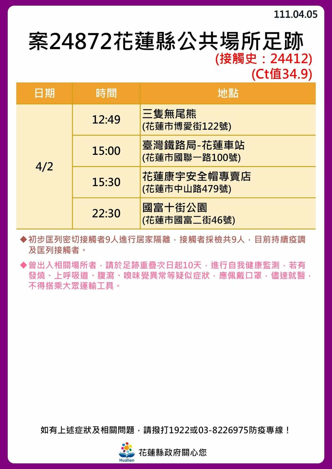花蓮＋10 足跡曝光！ 包含：慈濟大學、慈濟醫院、多間酒吧
