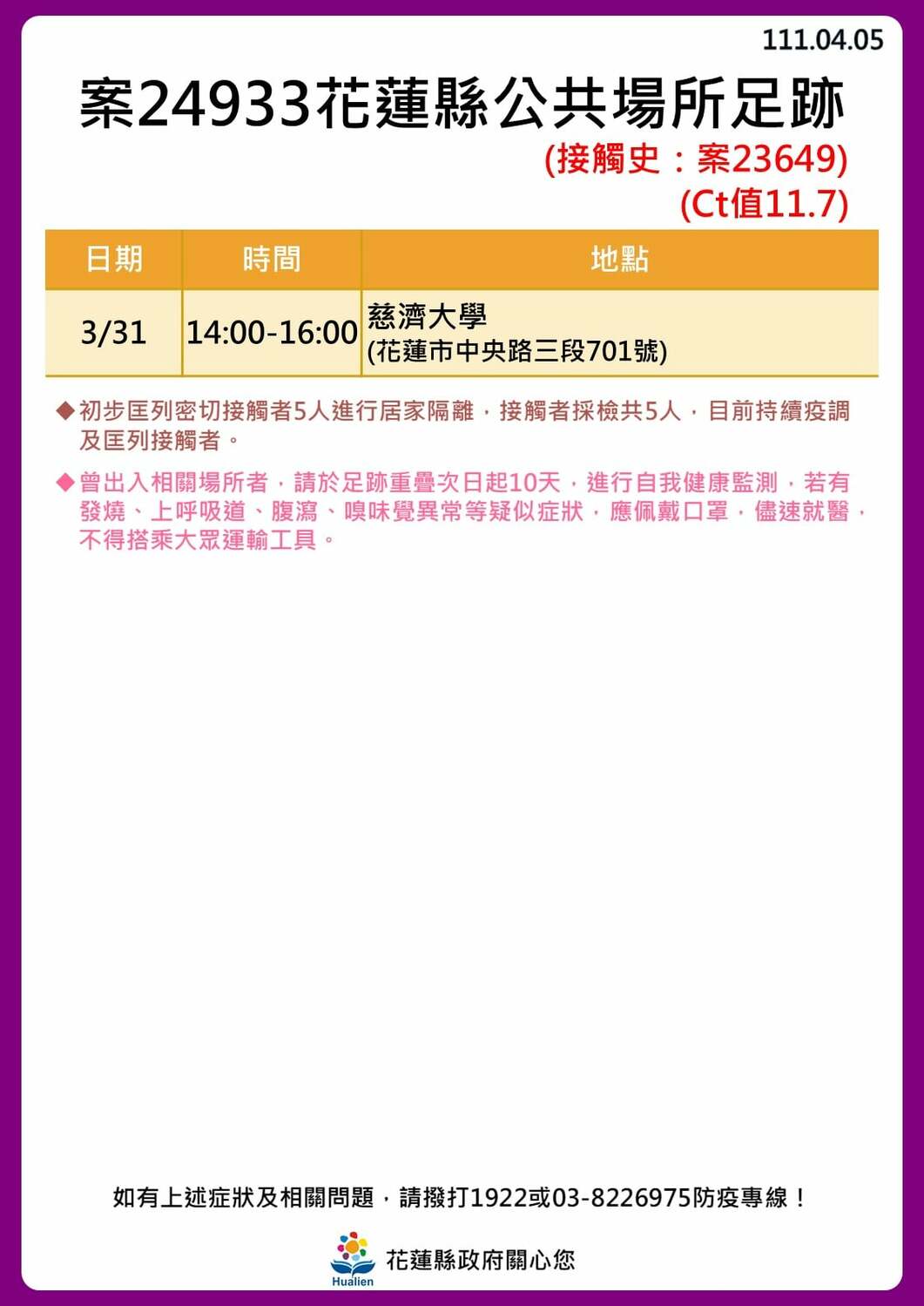 花蓮＋10 足跡曝光！ 包含：慈濟大學、慈濟醫院、多間酒吧