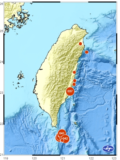 南部海域深夜連6起有感地震！氣象局：不排除還有餘震