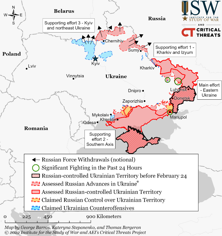 位於烏克蘭東部地區（頓巴斯，Donbas）的頓內茨克（Donetsk）、盧甘斯克（Luhansk）等2個分離共和國戰火頻仍。   圖：翻攝自美國華府智庫戰爭研究所（ISW）