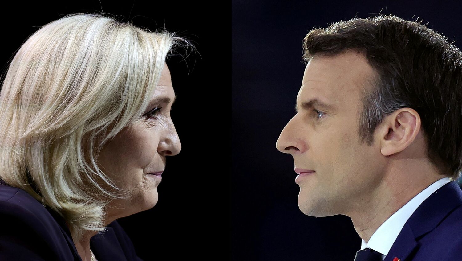 法國總統大選「共和國前進黨」（LREM）候選人馬克宏與極右派國民聯盟（RN）候選人勒彭勝出，二人將在4月24日的第二輪投票中對決。   圖：達志影像/路透社
