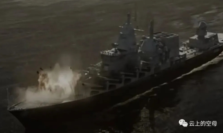 烏克蘭軍方在14日宣稱以飛彈擊中俄羅斯海軍巡洋艦莫斯科號（Moskva）。   圖 : 翻攝微信 / 雲上的空母