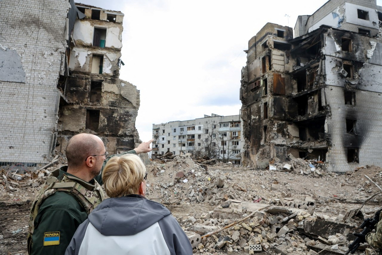烏克蘭首都基輔西北部的博羅季安卡（Borodianka）被俄軍襲擊後滿目瘡痍。（資料照片）   圖：達志影像 / 路透社