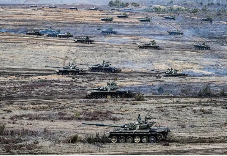 The Battle of Donbass in Ukraine is likely to turn into a tank battle. The picture shows the Russian military exercises in Belarus earlier this year. (File photo) Picture: Retrieved from the official website of the Russian Ministry of Defense