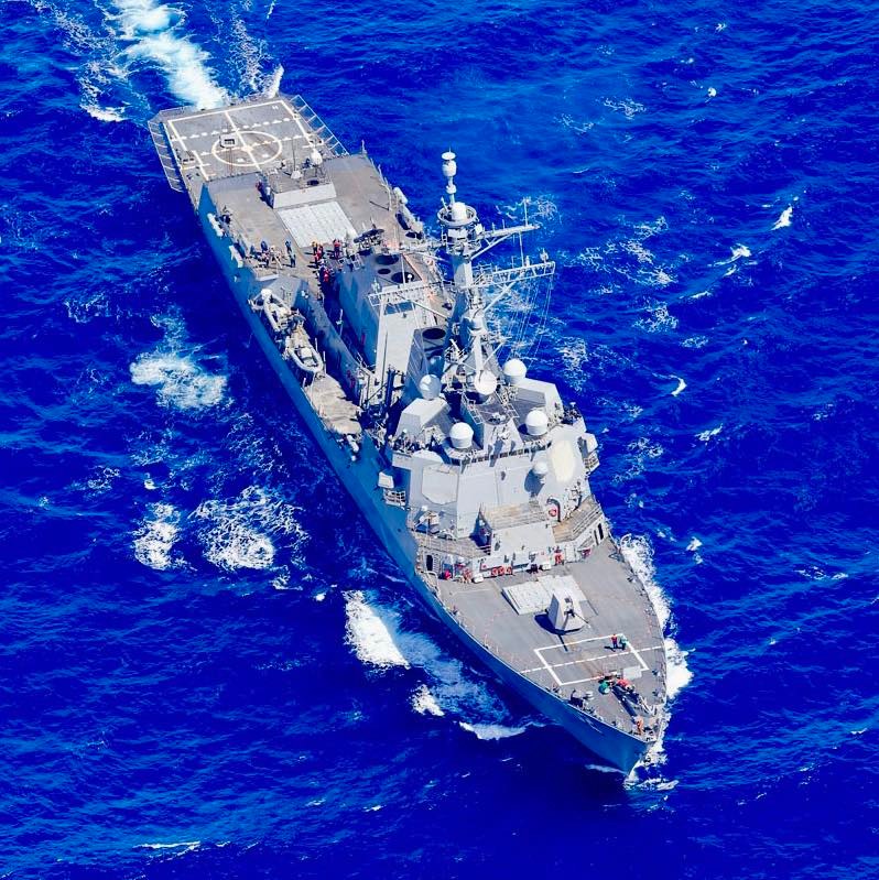美軍勃克級導向飛彈驅逐艦桑普森號（USS Sampson）26日通過台灣海峽。（資料照）   圖：翻攝USS Sampson臉書