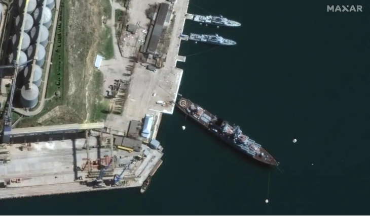 衛星圖像顯示，烏克蘭於黑海的港口，被俄羅斯所佔領。   圖 : 翻攝自MAXAR衛星