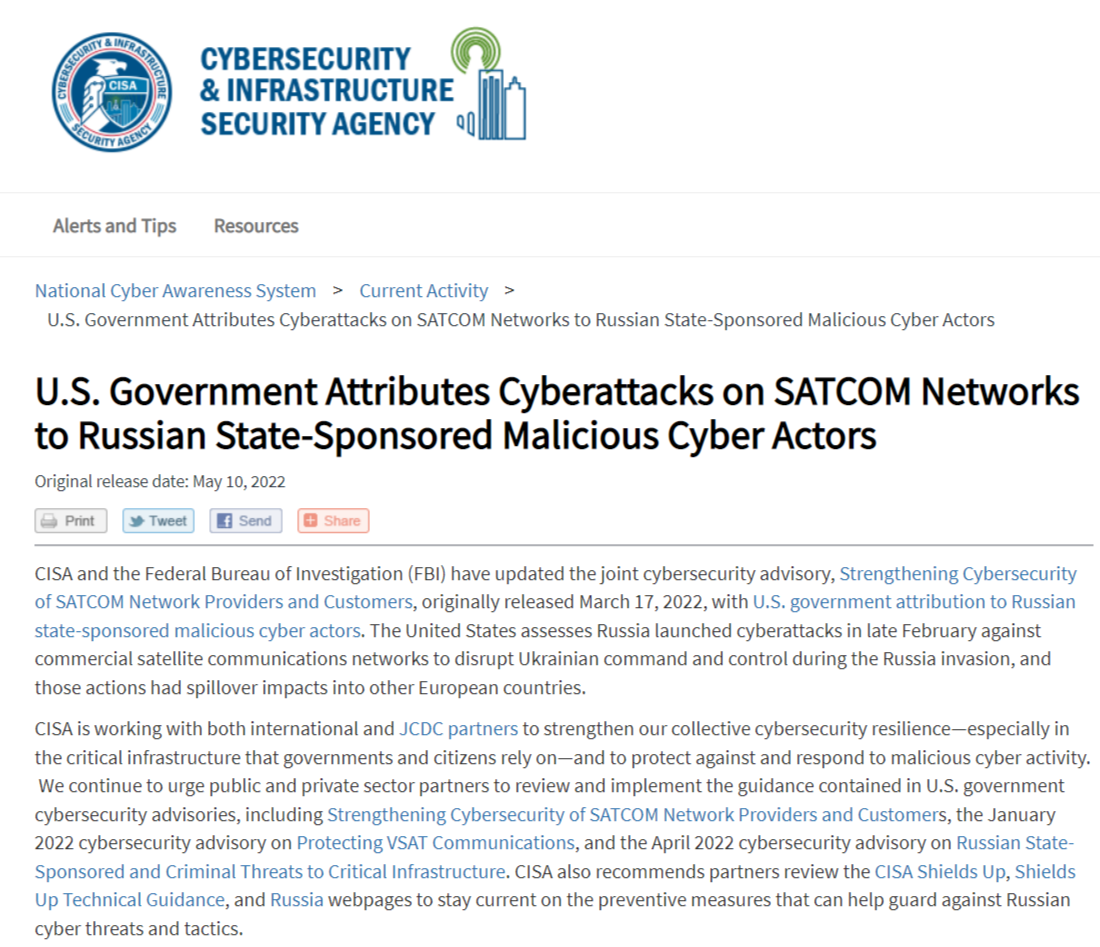 美國也觀察到俄羅斯網路軍事部門在烏克蘭政府和私營部門網路上部署惡意軟體，其中包括WhisperGate。   